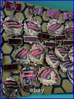 Mixed Lot Of Ussr Soviet Union Russian Enamel Pins, Badges, Medals, Communism