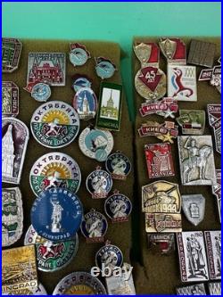 Mixed Lot Of Ussr Soviet Union Russian Enamel Pins, Badges, Medals, Communism