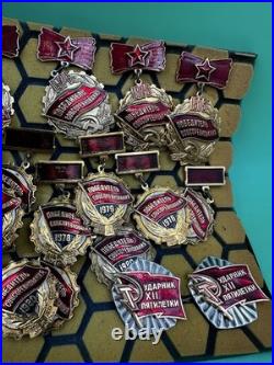 Mixed Lot Of Ussr Soviet Union Russian Enamel Pins, Badges, Medals, Communism