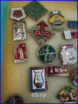 Mixed Lot Of Ussr Soviet Union Russian Enamel Pins, Badges, Medals, Communism