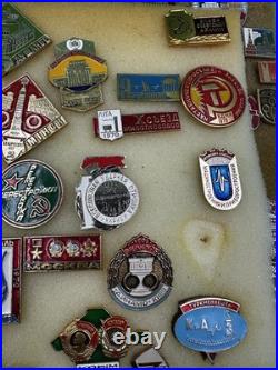Mixed Lot Of Ussr Soviet Union Russian Enamel Pins, Badges, Medals, Communism