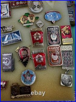 Mixed Lot Of Ussr Soviet Union Russian Enamel Pins, Badges, Medals, Communism