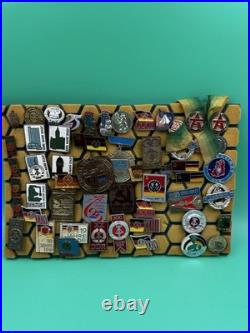 Mixed Lot Of Ussr Soviet Union Russian Enamel Pins, Badges, Medals, Communism Ddr