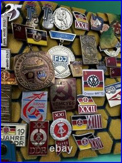 Mixed Lot Of Ussr Soviet Union Russian Enamel Pins, Badges, Medals, Communism Ddr