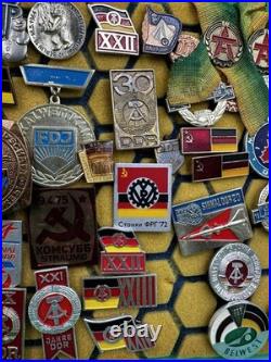 Mixed Lot Of Ussr Soviet Union Russian Enamel Pins, Badges, Medals, Communism Ddr