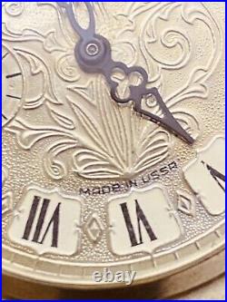 Molnija Discovery Day Pocket Watch with Chain, USSR Soviet Union, Working #6622