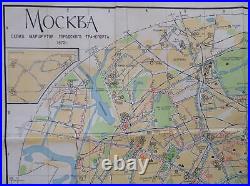 Moscow Russia Soviet Union Tourist Map 1972 Transport city plan sightseeing info