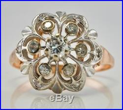 Natural Diamond Ring Russian USSR. 44cttw 14K Pink Rose Gold Soviet Union