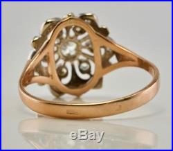 Natural Diamond Ring Russian USSR. 44cttw 14K Pink Rose Gold Soviet Union