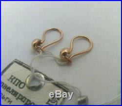 New Vintage Earrings Pink Rose Gold 585 14K Star Stamp Soviet Union Russian USSR