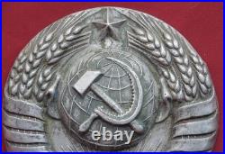 OLD Big USSR Cast Coat of Arms 16 Bands Steam LOCO PLAQUE Vintage Railroad Crest