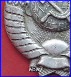 OLD Big USSR Cast Coat of Arms 16 Bands Steam LOCO PLAQUE Vintage Railroad Crest