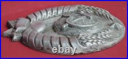 OLD Big USSR Cast Coat of Arms 16 Bands Steam LOCO PLAQUE Vintage Railroad Crest
