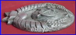 OLD Big USSR Cast Coat of Arms 16 Bands Steam LOCO PLAQUE Vintage Railroad Crest