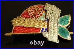 Orig. USSR Soviet Latvia Excellence in Agriculture screwback Brest Badge #1191