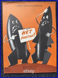 Original 1970s Anti-War Soviet Union Propaganda Poster, Original USSR Propagand