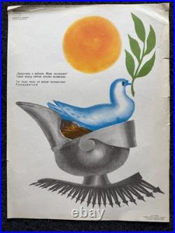 Original 1970s Anti-War Soviet Union Propaganda Poster, Original USSR Propagand