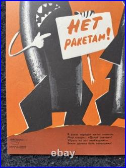 Original 1970s Anti-War Soviet Union Propaganda Poster, Original USSR Propagand
