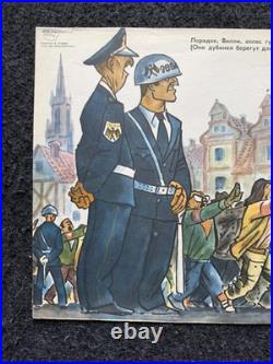 Original 1980s Anti-NATO Soviet Union Propaganda Poster, Original USSR Propagan