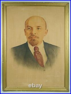 Original LENIN Portrait Dry Brush Paper Soviet Union Kharkiv 1971 Russia USSR