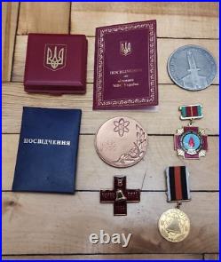 Original Set Chernobyl Certificate + Medals + Order USSR Soviet Ukraine Nuclear