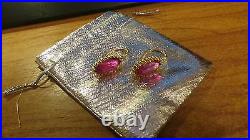 Original Vintage Soviet Solid ROSE Gold earrings 750 18K ruby 6.35g USSR rare