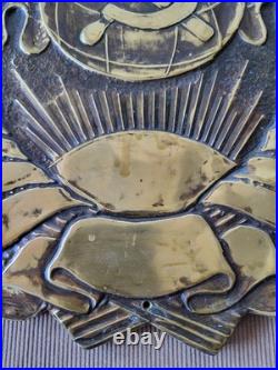 Original Vintage Soviet USSR Coat of Arms Wall Plaque Bas Relief Metal Cast Iron