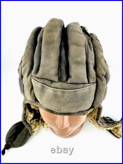Original Vintage Soviet Union USSR tanker tankman Tank Cap Helmet WINTER