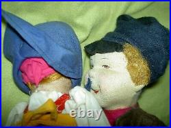 PAIR 1920s labeled, TANKA & VANKA, stockinette Russian Soviet Union cloth dolls