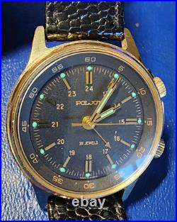 Poljot Vintage Mechanical Watch Soviet Union USSR 18 Jewels 24 hour
