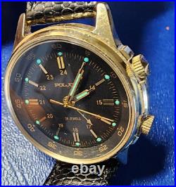 Poljot Vintage Mechanical Watch Soviet Union USSR 18 Jewels 24 hour