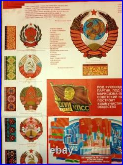 Poster Soviet Union. Huge. 15 republics. Soviet poster. 1986 All Soviet republic