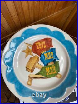 RAR Russian Soviet Propaganda Porcelain Plate 1947 Famous author V. Prisyazhnyuk