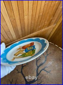 RAR Russian Soviet Propaganda Porcelain Plate 1947 Famous author V. Prisyazhnyuk