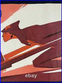 RARE Original 1966 Soviet Union Russian CCCP Propaganda Poster Vladimir Sachkov