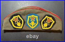 RARE Soviet Union Russian Military Hat with 22 RARE Pins and 3 Patches