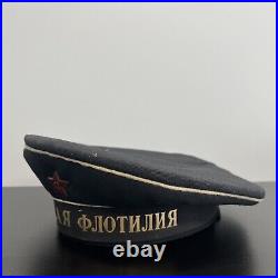 RARE VINTAGE Caspian Flotilla RUSSIAN USSR SOVIET UNION SAILOR NAVY HAT CAP