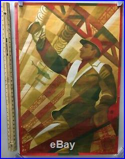 RARE Vintage Russian Propaganda Poster- USSR Soviet Union Construction Worker