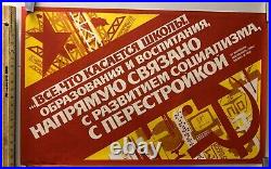 RARE Vintage Russian Propaganda Poster- USSR Soviet Union Pioneers Hammer Sickle