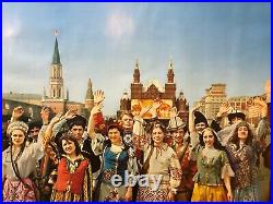 RARE Vintage Russian Propaganda Poster- USSR Soviet Union Pioneers Lenin Blue