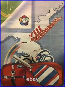 RARE Vintage Russian Propaganda Poster- USSR Soviet Union Sports Tennis Soccer