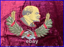 RARE Vintage Soviet Union Russian Russia USSR Large Velvet Red Flag Banner