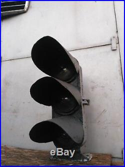 Railroad Train Track Triple Light Signal Marker Traffic Vintage Cast Iron Dwarf