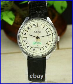 Raketa 24 Hours Zestril world time cal. 2623. H USSR wristwatch RARE DIAL