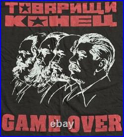 Rare 90's Soviet Union Vintage USSR Game Over Single Stitch Sz Large Blk Tee