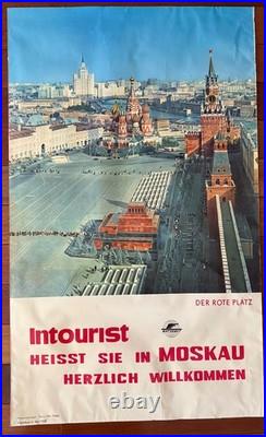 Rare Big Original Vintage INTOURIST USSR Soviet Russian Travel Poster 50's 60's