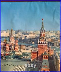 Rare Big Original Vintage INTOURIST USSR Soviet Russian Travel Poster 50's 60's