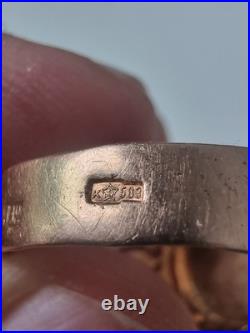 Rare GOLD RING 14K 583 Cameo Size 10 Soviet Union Russia USSR original vintage