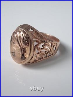 Rare GOLD RING 14K 583 Cameo Size 10 Soviet Union Russia USSR original vintage