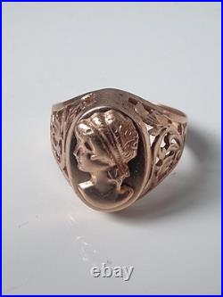 Rare GOLD RING 14K 583 Cameo Size 10 Soviet Union Russia USSR original vintage